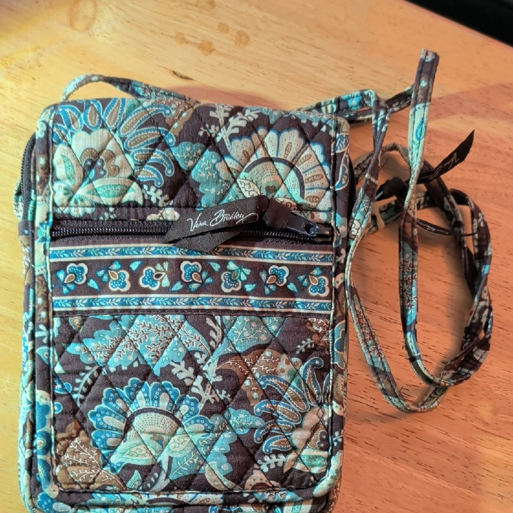 Vera Bradley Teal Brown Paisley Quilted Crossbody
